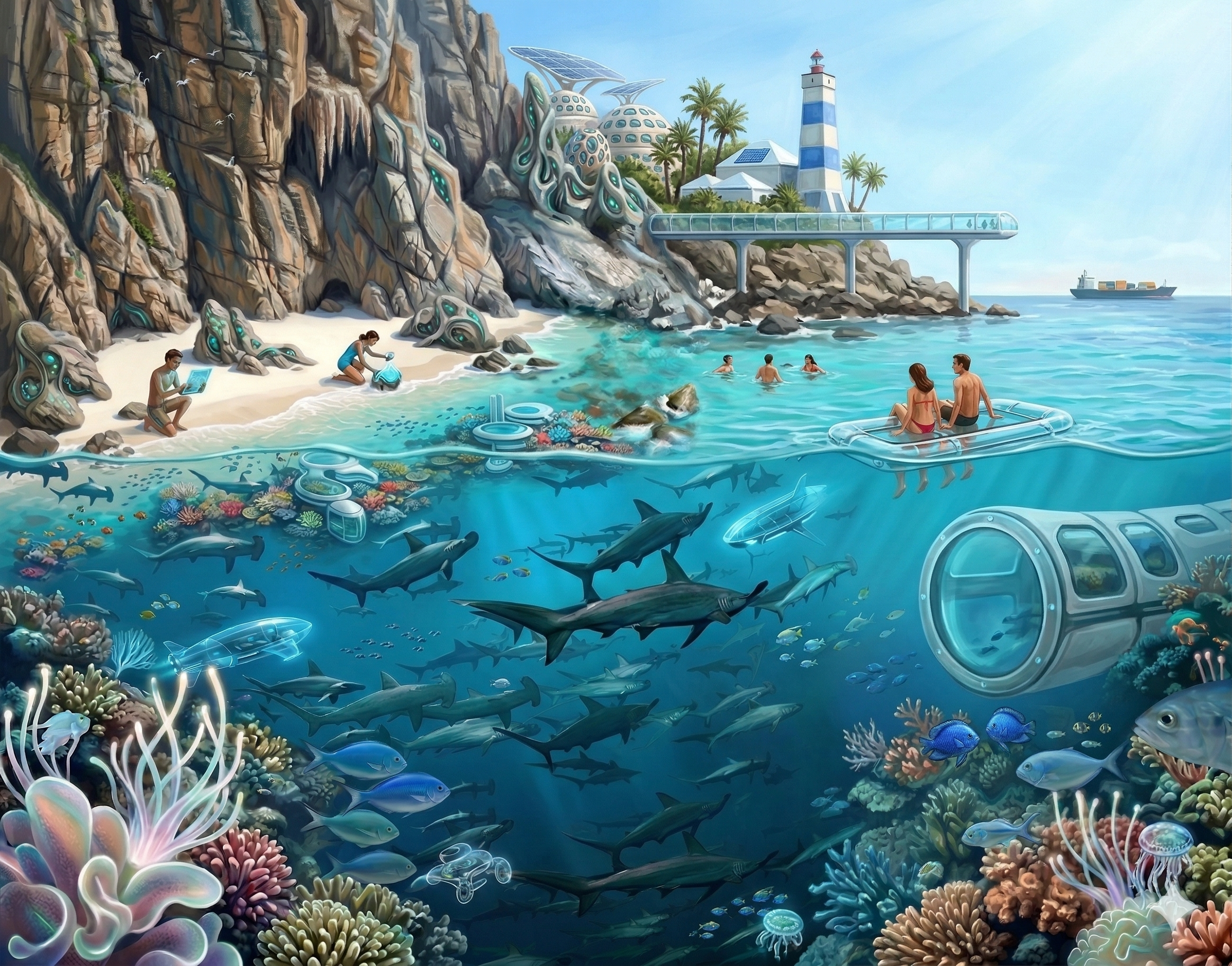 AI imagined deep ocean — technology and reef